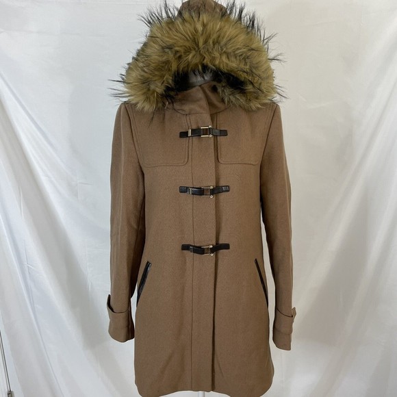 Cole Haan Jacket Signature Hooded Wool Toggle Duffle Coat Size 12 Womens - Picture 4 of 12